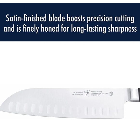 Henckels Premio Forged 7" Hollow Edge Santoku Knife - Picture 10 of 13